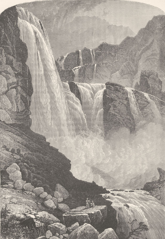 NORWAY. The Skjaeggedalsfos 1890 old antique vintage print picture